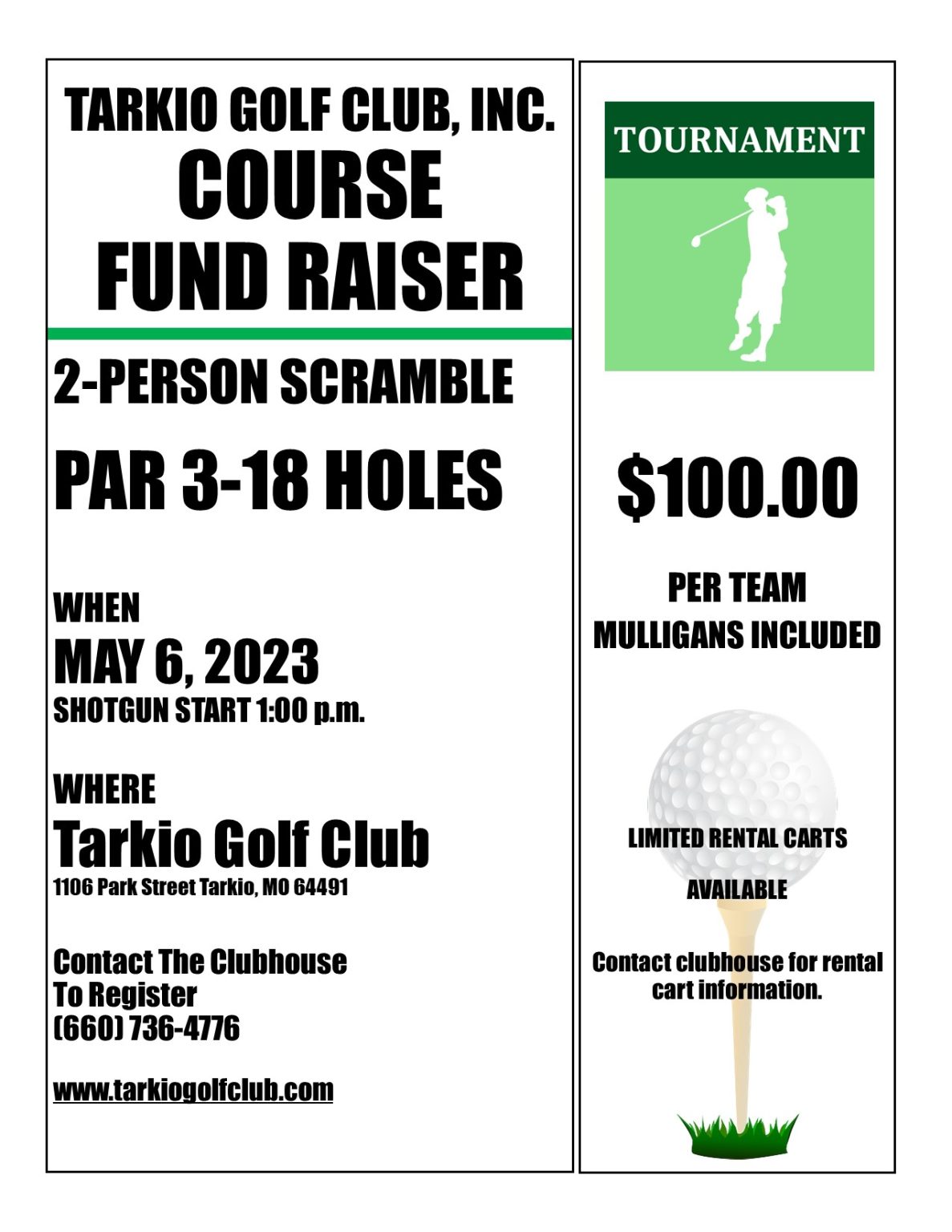 2023 Tournament poster pg1 Tarkio Golf Club Inc.